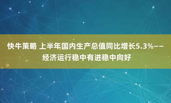快牛策略 上半年国内生产总值同比增长5.3%—— 经济运行稳中有进稳中向好